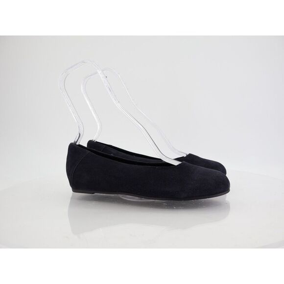 Eileen Fisher Women Una Hidden Wedge Ballet Flats Size 8 Navy Suede Round Toe - Picture 1 of 10